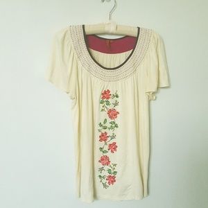 Vintage Anthro Rose Gallica Scoop Neck